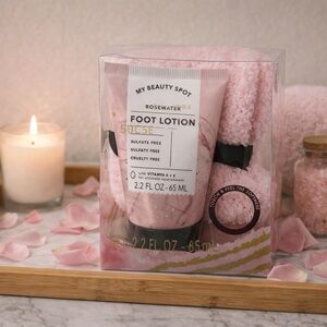 New My Beauty Spot Rosewater Foot Care Set | Lotion + Plush Spa Socks